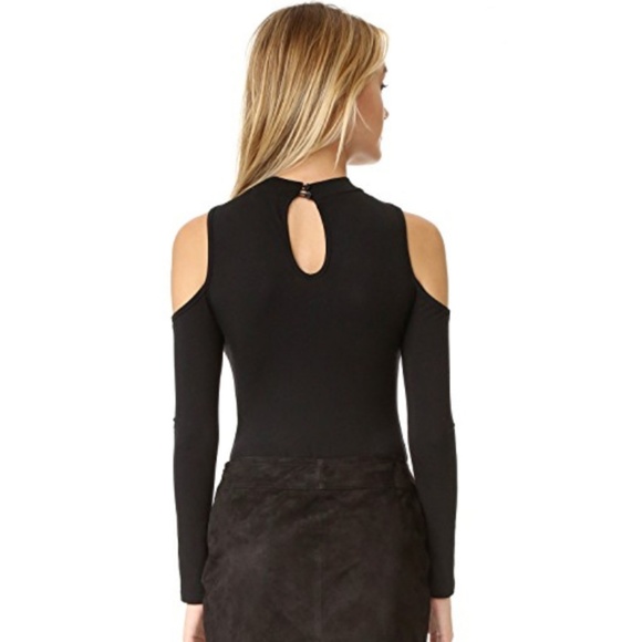Shopbop Cold Shoulder Black Bodysuit, S - Picture 2 of 3